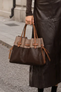Blossom Cowhide leather large size satchel - Onesize