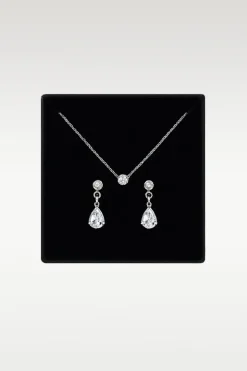 Crystal Necklace & Earrings Set Stainless Steel - Onesize
