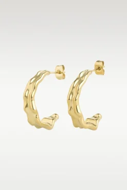 Kajsa - Hammered Stud Earrings Stainless Steel - Onesize