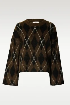 Lulu brushed argyle knit o-neck