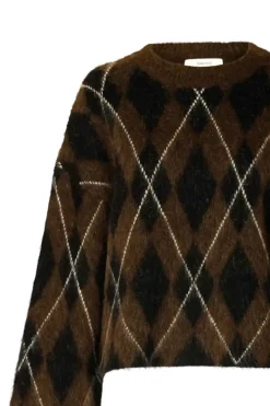 Lulu brushed argyle knit o-neck