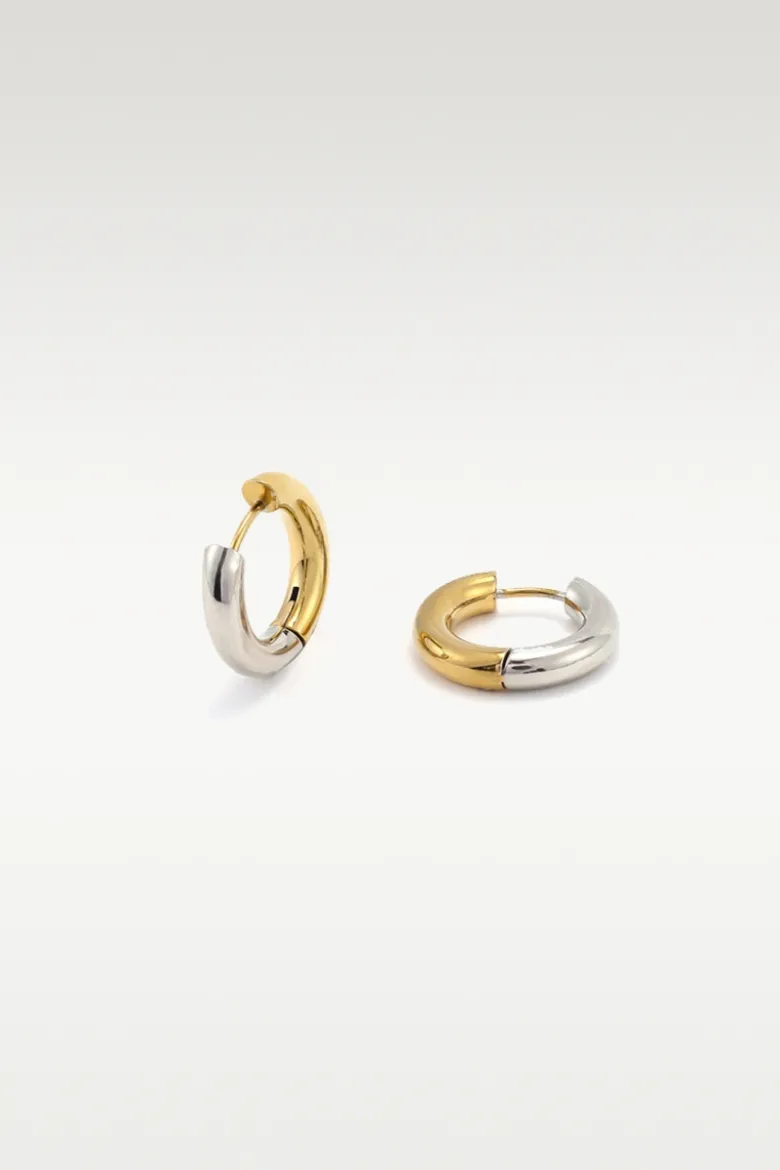 Lyn - Gold and Silver Duo Hoop Earrings - Onesize
