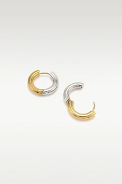 Lyn - Gold and Silver Duo Hoop Earrings - Onesize