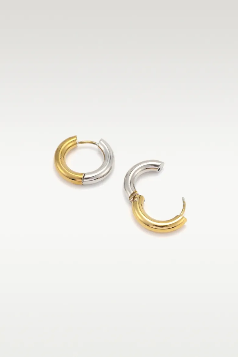 Lyn - Gold and Silver Duo Hoop Earrings - Onesize