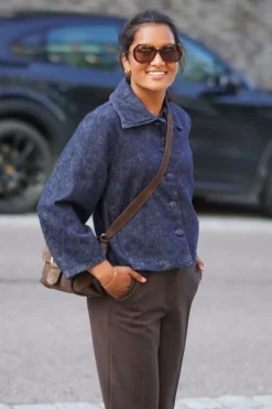 Relaxed hanny 3/4 denim jacket
